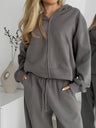 Liber Autumn women's clothing with pockets solid color Sweatshirts&Hoodies Long sleeve cardigan two piece set