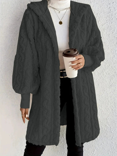 Solid Color Long-sleeved Hooded Loose Plush Jackets