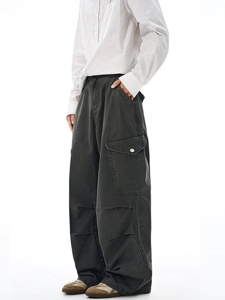 Liber Autumn Neutral wear Multiple pockets Solid Color Cargo Trousers