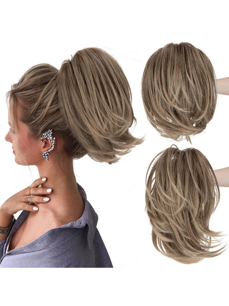Short, Curled Ponytail Wig With Clip