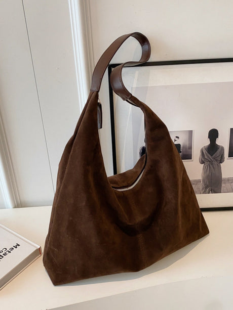 Versatile Suede Shoulder Bag For Commuting And Large Capacity