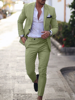 Flax Solid Color Suit Set 2-piece Sets