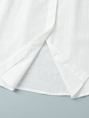 Pure Cotton Lapel Hip-hugging Shirts Mini&Short Dresses