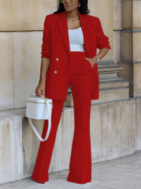 Casual Suit Wide-leg Trousers Suit 2-piece Sets