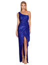 One-shoulder Tie-up Pleated Sweet And Spicy Sequined Dress