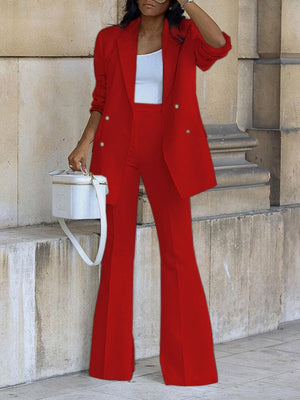 Casual Suit Wide-leg Trousers Suit 2-piece Sets