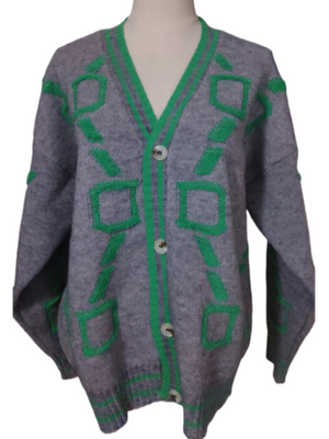 Liber 3D Pattern Color Blocking Cardigans