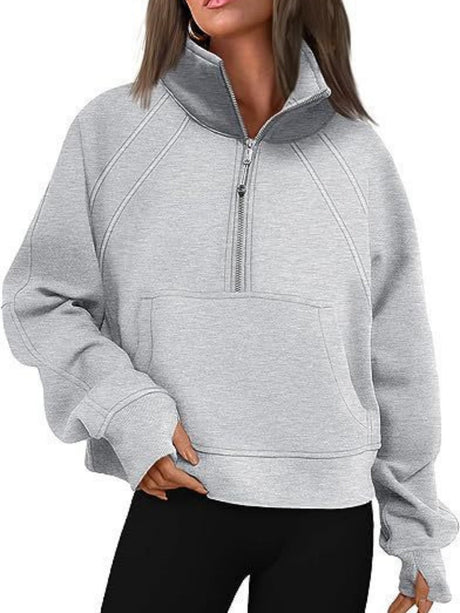 Liber Autumn Women's Pocket Solid Color Sweatshirts&Hoodies