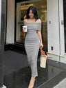Liber Spring Women's Pleated Solid Color Maxi Dresses