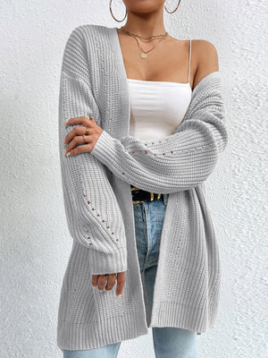Liber Autumn Women's Color Plain stitch Mid-length Cardigans Coat