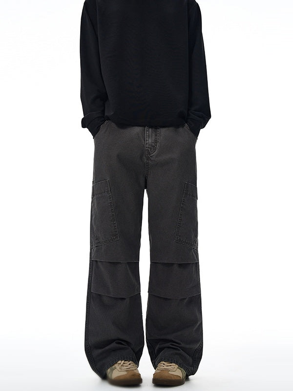 Liber Autumn Men's Multiple pockets Solid Color Cargo Trousers