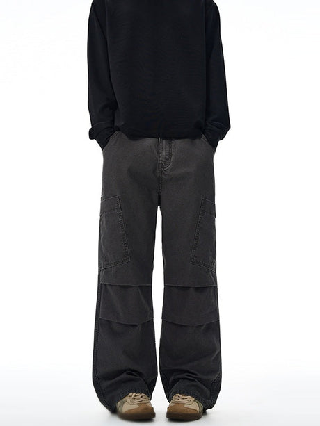 Liber Autumn Men's Multiple pockets Solid Color Cargo Trousers