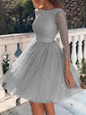 Lace Long Sleeve Sequins Mini&Short Dresses