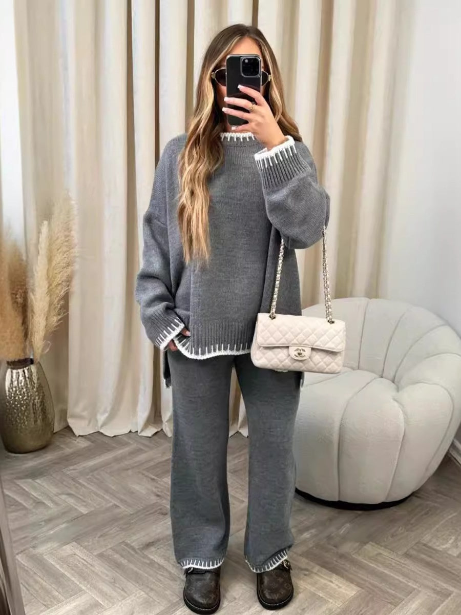 Chain Link Geometric Patterns Loose Sweaters 2-piece Sets