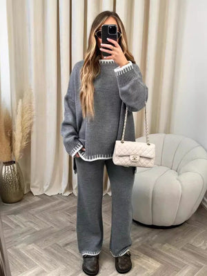 Chain Link Geometric Patterns Loose Sweaters 2-piece Sets