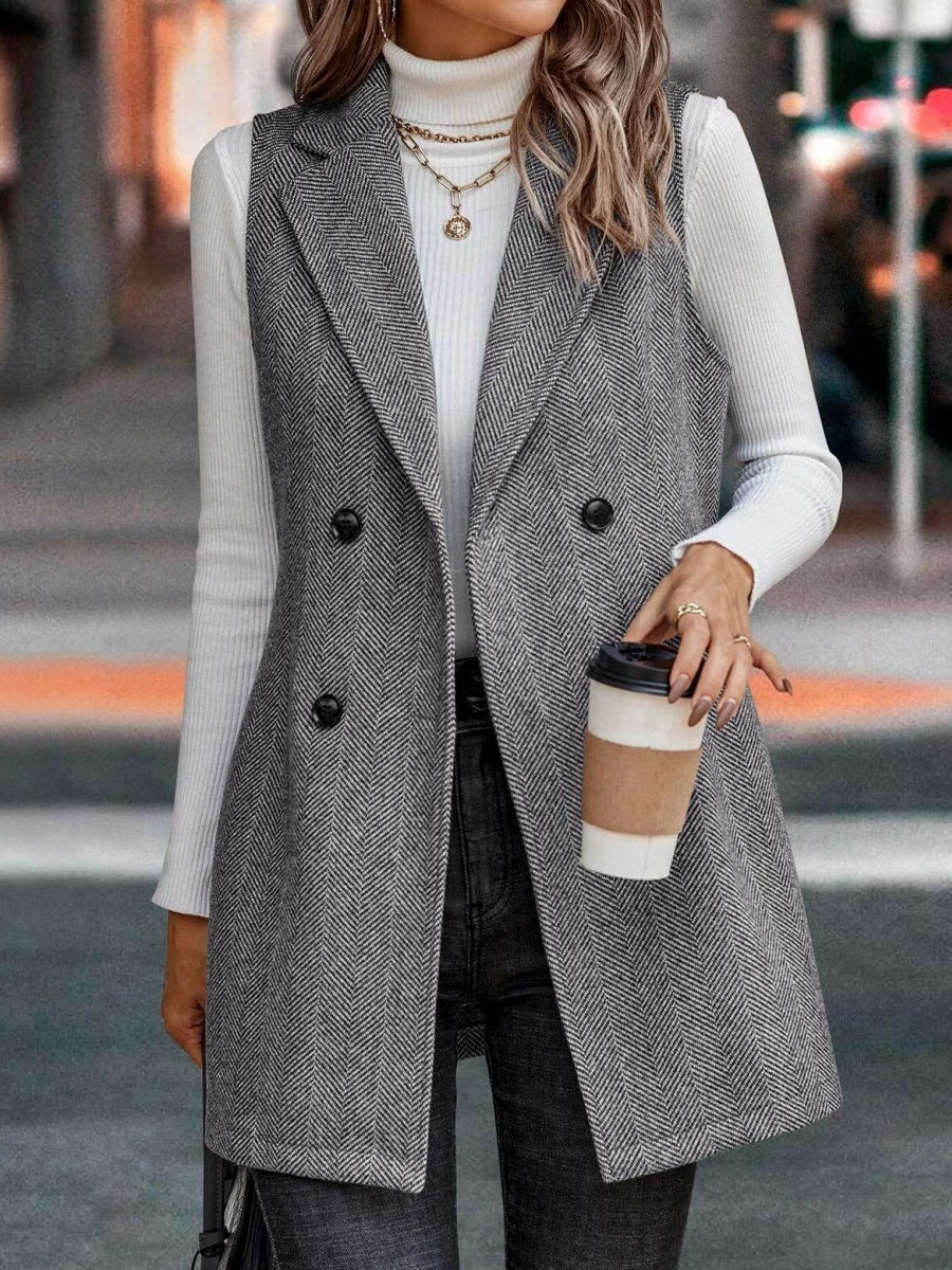Splicing Herringbone Pattern Suit Sleeveless Vest