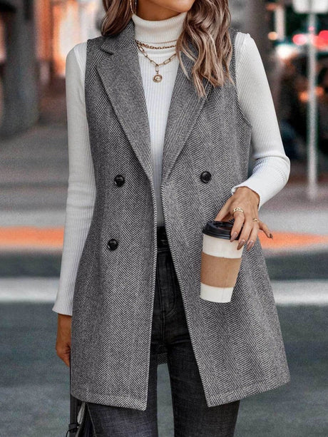 Splicing Herringbone Pattern Suit Sleeveless Vest