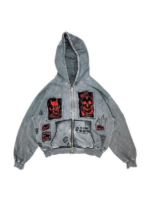 Liber Autumn Neutral wear Washed and aged Devil Print Jackets