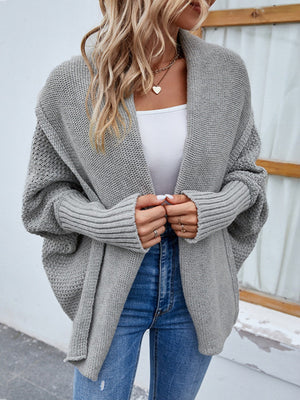 Solid Color Batwing Sleeves Irregular Cardigans