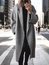 Splicing Woolen Long Sleeves Lapel Long Coats