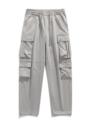 Liber Spring Men's Multiple pockets Solid Color Cargo Trousers