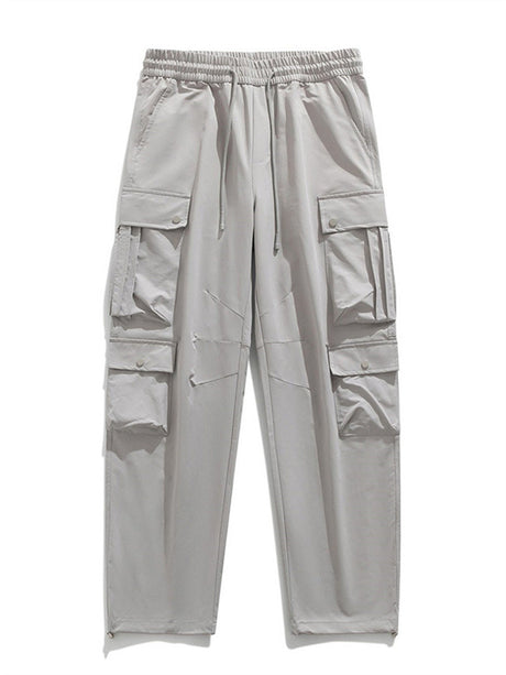Liber Spring Men's Multiple pockets Solid Color Cargo Trousers