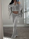 Velvet Splicing Sexy Long-sleeved Casual Navel-baring Top 2-piece Sets
