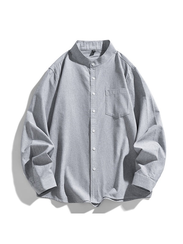 Liber Summer Men's Pocket decoration Solid Color Shirts