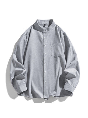 Liber Summer Men's Pocket decoration Solid Color Shirts