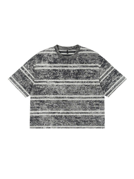 Liber Summer Men's Ribbed neckline Stripes T-shirts