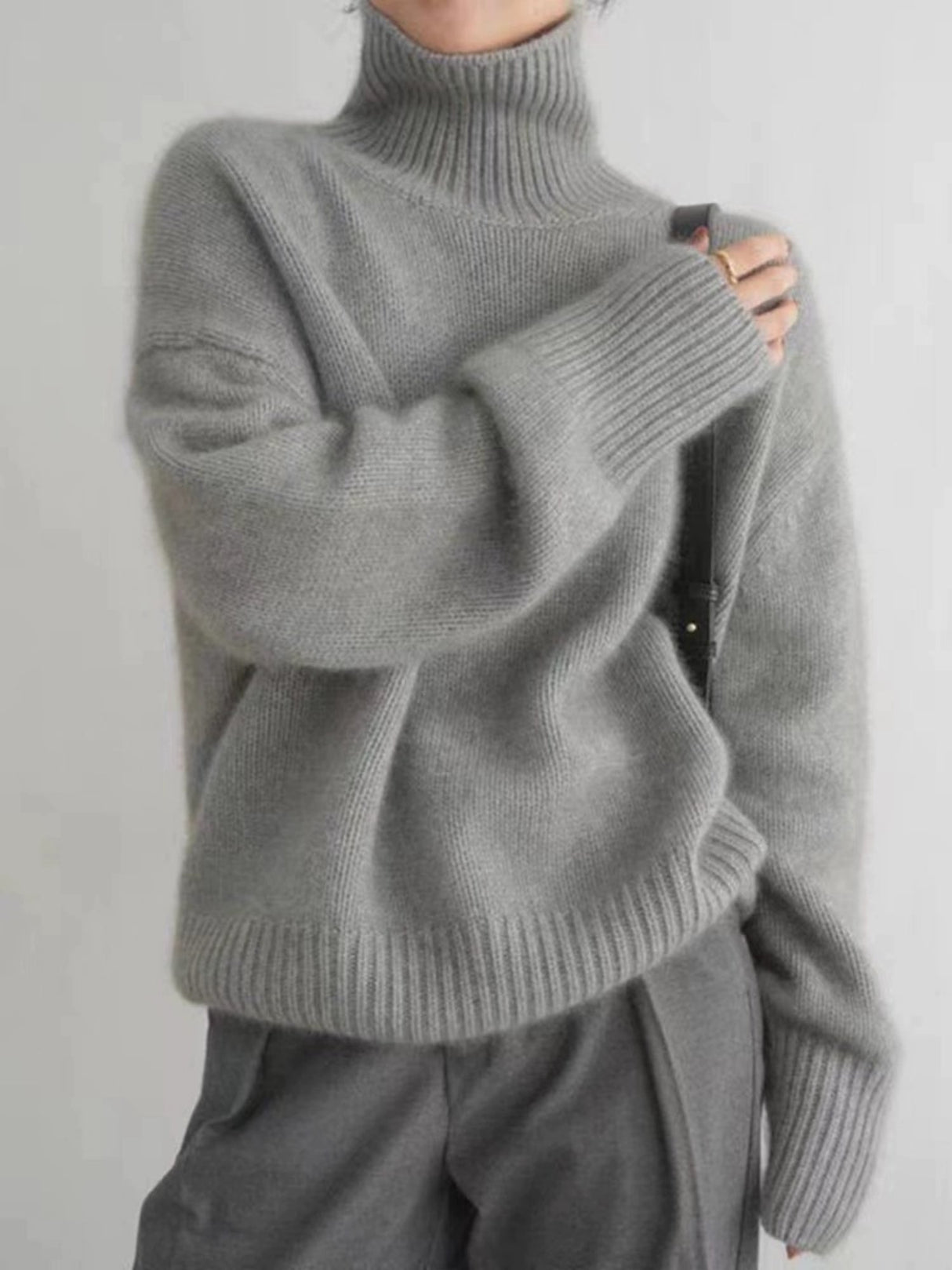 Liber Turtleneck Solid Color Solid Color Knitted Sweater