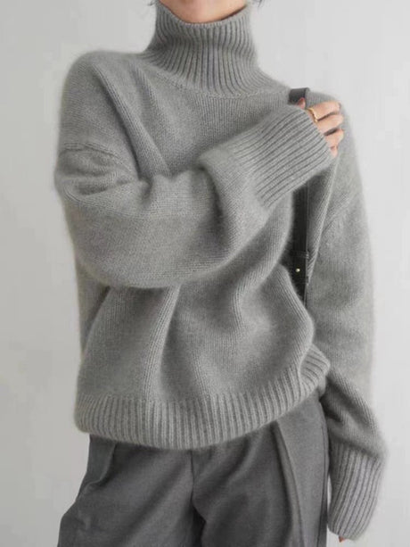 Liber Turtleneck Solid Color Solid Color Knitted Sweater