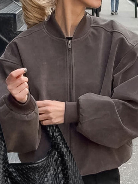 Regular Zipper Suede Jacket