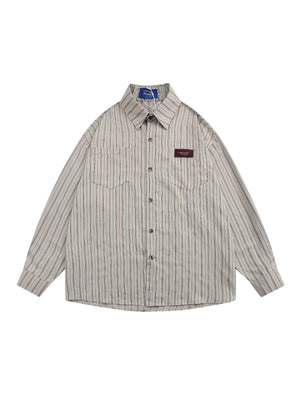 Liber Autumn Neutral wear Pocket decoration Stripes Shirts