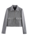 Zipper Lapel Simple Fashion Long-sleeved Short Jacket Suit Jacket Top