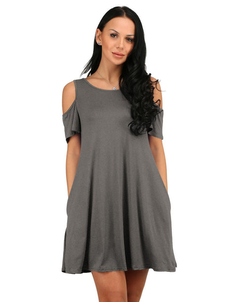 Liber Summer Women's Splicing Solid Color Mini&Short Dresses