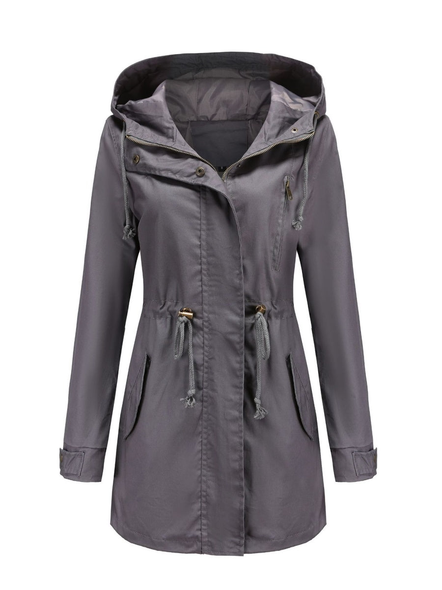 Cotton Loose Solid Color Pocket Hooded Jackets