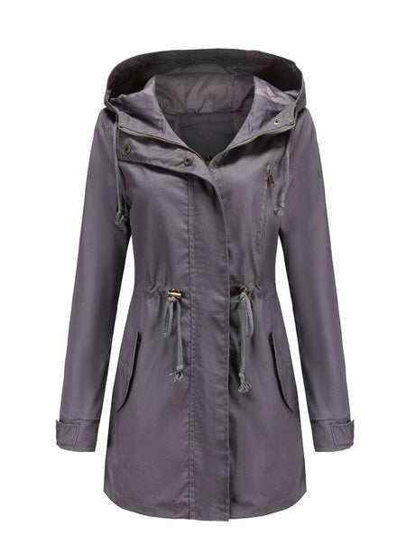 Cotton Loose Solid Color Pocket Hooded Jackets