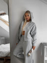Liber Autumn women's clothing with pockets solid color Sweatshirts&Hoodies Long sleeve cardigan two piece set