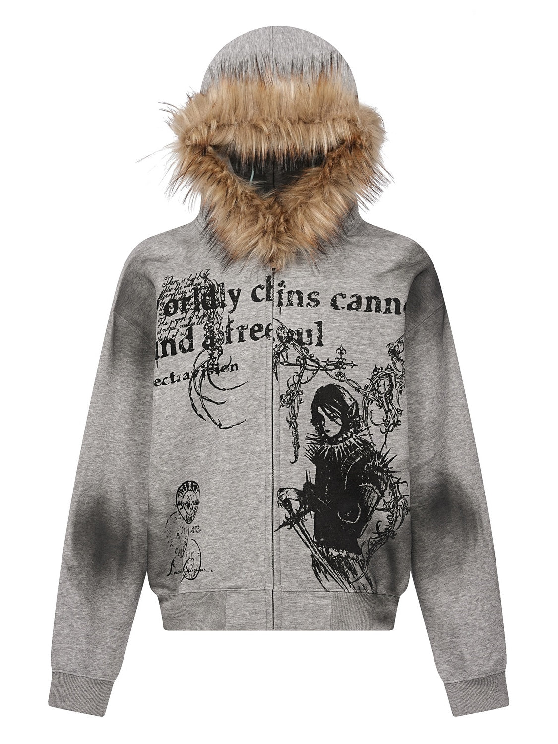 Halloween Hip Hop Fur Collar Hooded Loose Coat