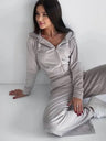 Liber Autumn women's clothing zipper Hooded long-sleeved cardigan two-piece set