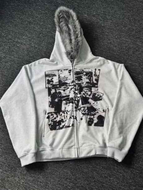 Liber Spring Women's Zipper Letter Sweatshirts&Hoodies