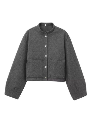 Stand Collar Single-breasted Large Pocket Blazer