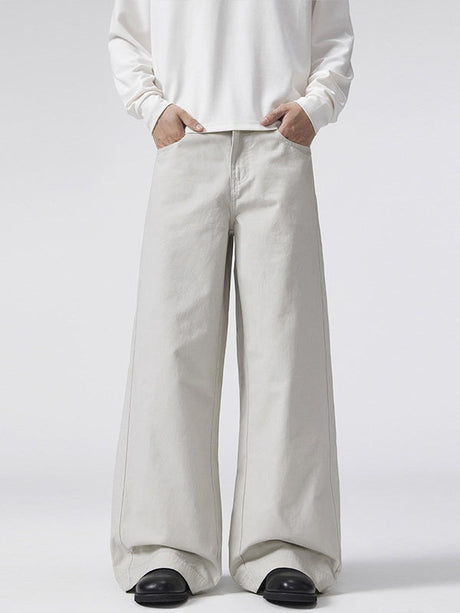 A-shaped Twill Cotton Cleanfit Wide-leg All-match Pants