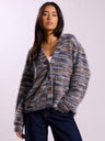 Fluffy Color matching Buttons Cardigans