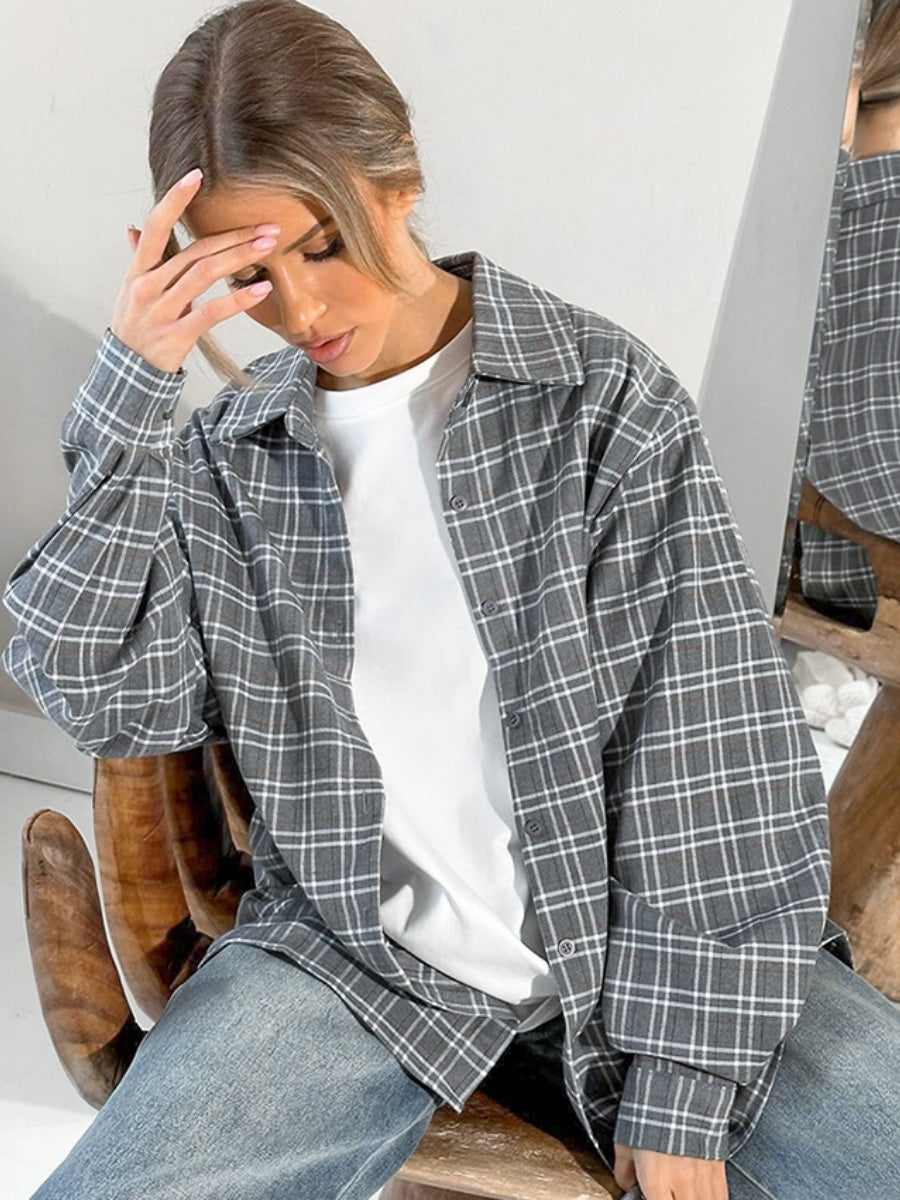 Liber Autumn Women's Buttons Plaid Shirts