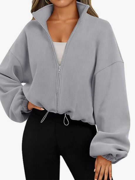 Liber Autumn Women's Zipper Solid Color Sweatshirts&Hoodies