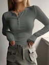 Pullover Button Long-sleeved T-shirt