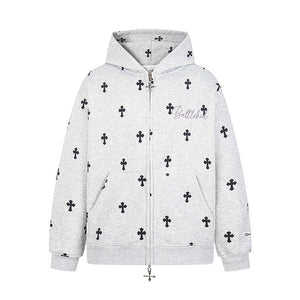 Gothic Alphabet Cross Full Print Hoodies