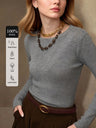 100% Wool Seamless Herringbone Knit Top